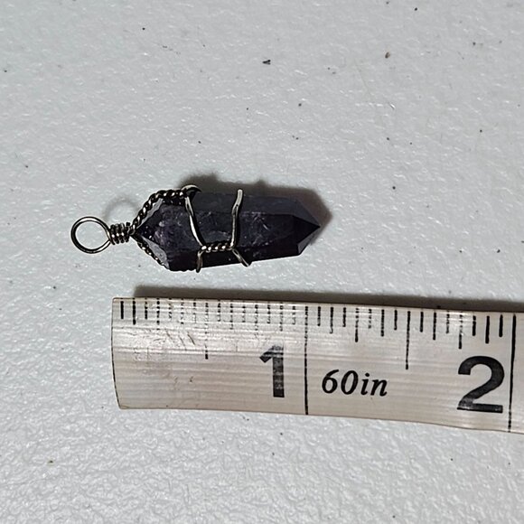 Handmade Amethyst Point Pendant Wrapped in Silver Wire Pendant DIY Jewelry Craft - Picture 4 of 4